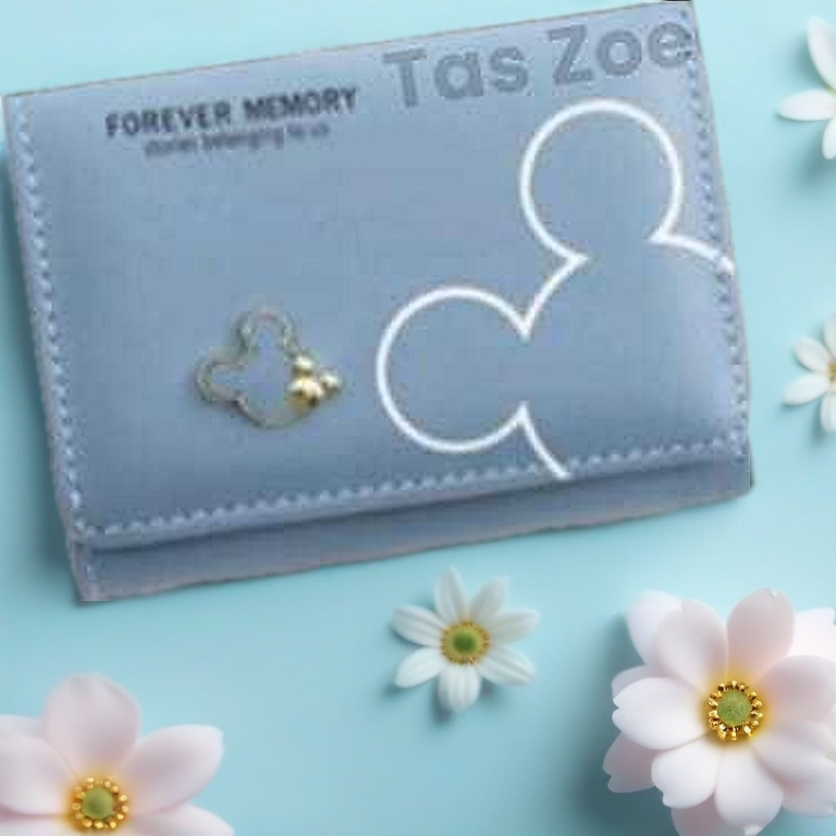 Dompet Wanita Kecil _ Dompet Lipat 3_Dompet Kartu Motif Mickey Mouse