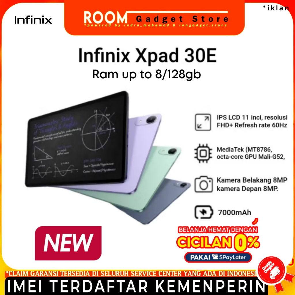 Infinix Xpad 30E LTE UP TO 8GB/128GB 7000mah Garansi Resmi