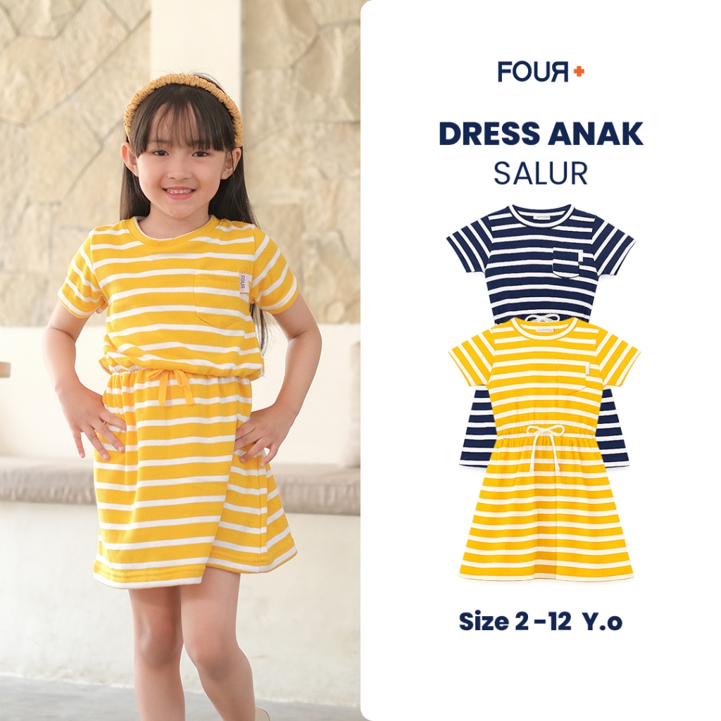Fourpluskids Dress Anak Perempuan Salur Handuk