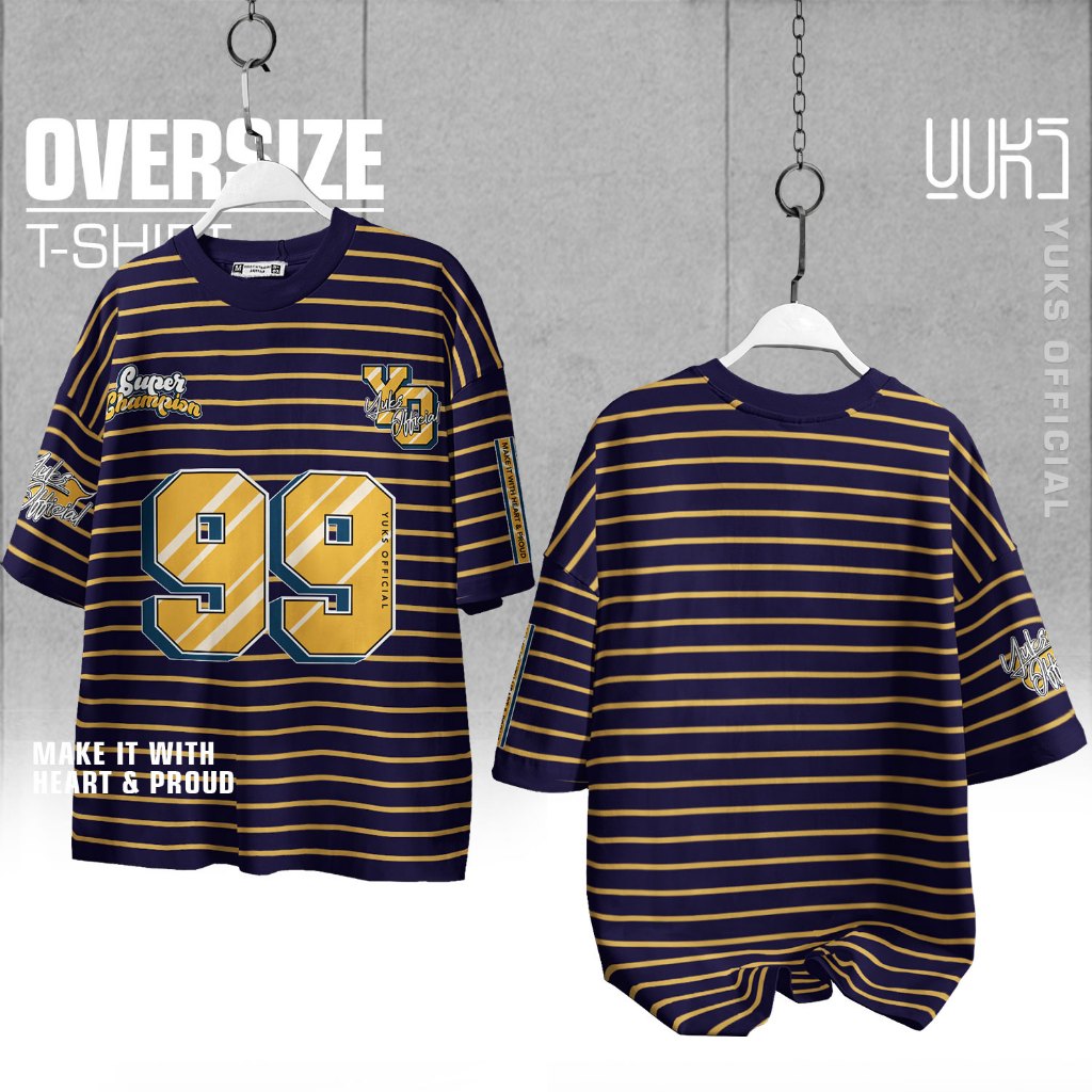 STRIPE99 KAOS OVERSIZE STRIPE POLOS OVERSIZED SALUR STRIPED BAJU STRIP BELANG GARIS PRIA & WANITA TE
