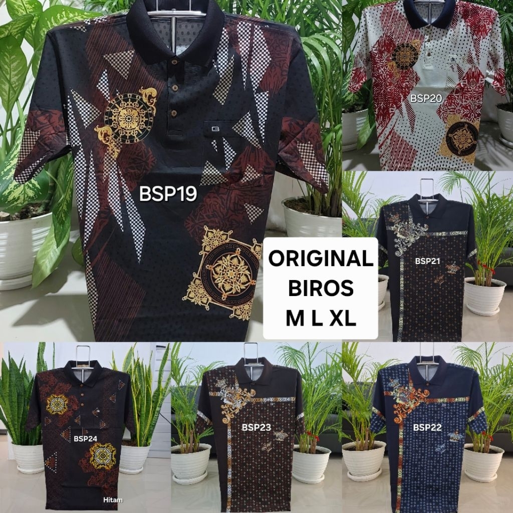 Kaos merk Biros kerah dewasa size M L XL katun halus