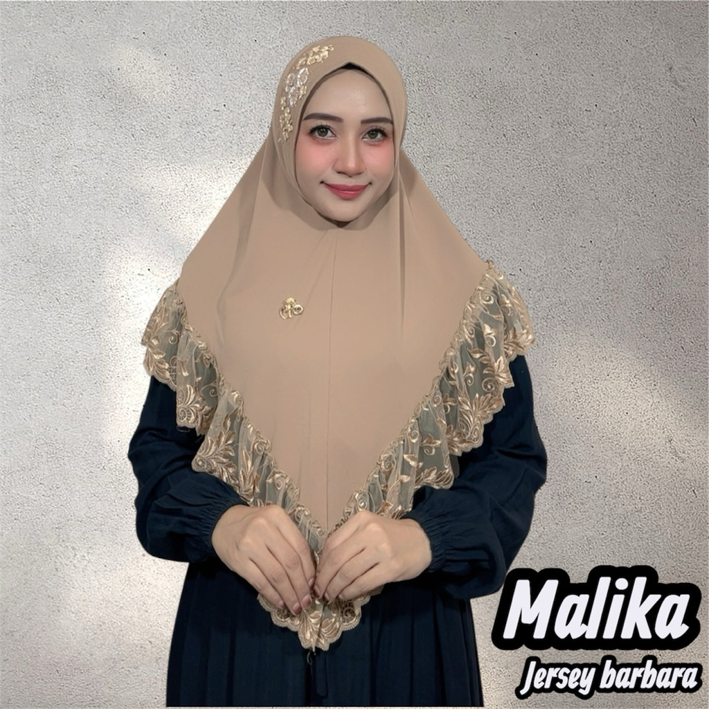 Hijab instan Malika  bergo renda sulam cantik mewah by FO kerudung wanita muslim dewasa