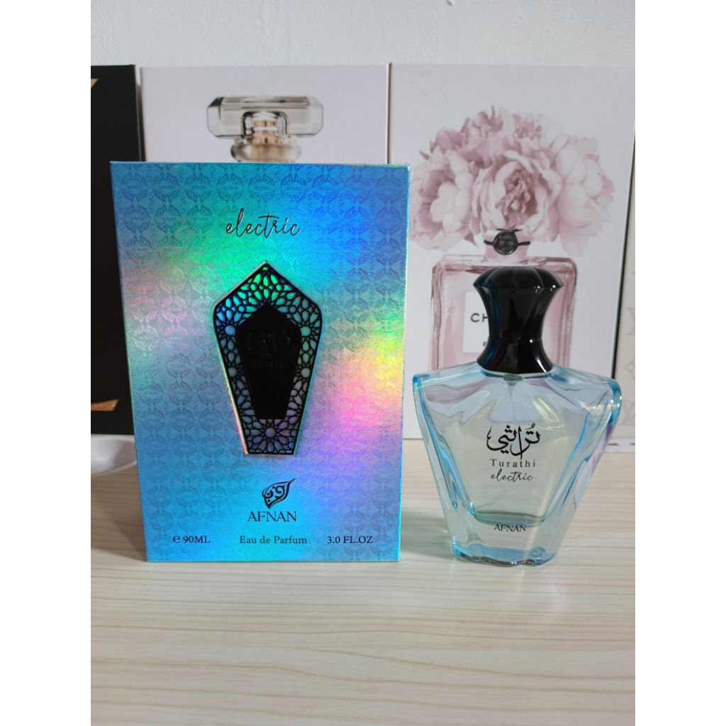 Botol Parfum Kosong & Box Afnan Turathi Electric EDP Bonus Vial Parfum Random