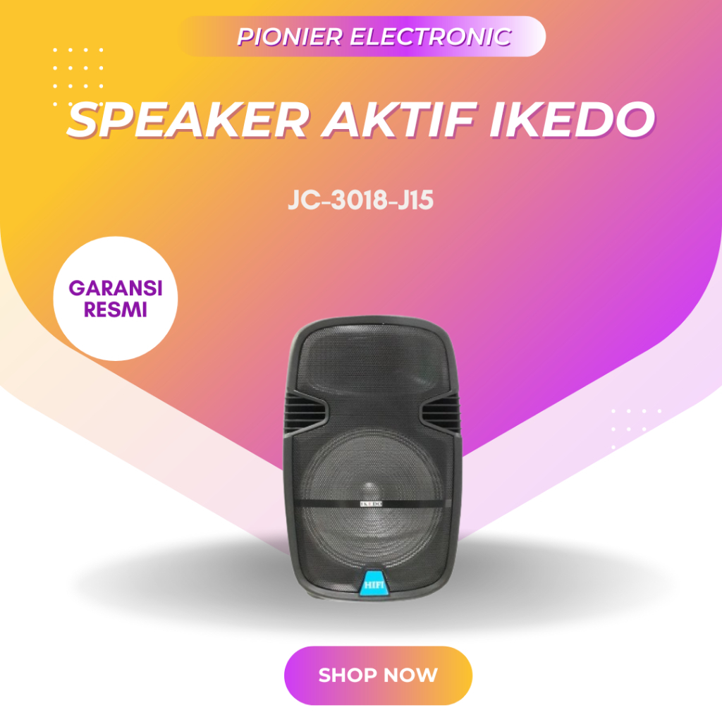 [ GARANSI RESMI ] pionier IKEDO Speaker Aktif Bluetooth Portable trolley JC-3018-J15 buat karaoke