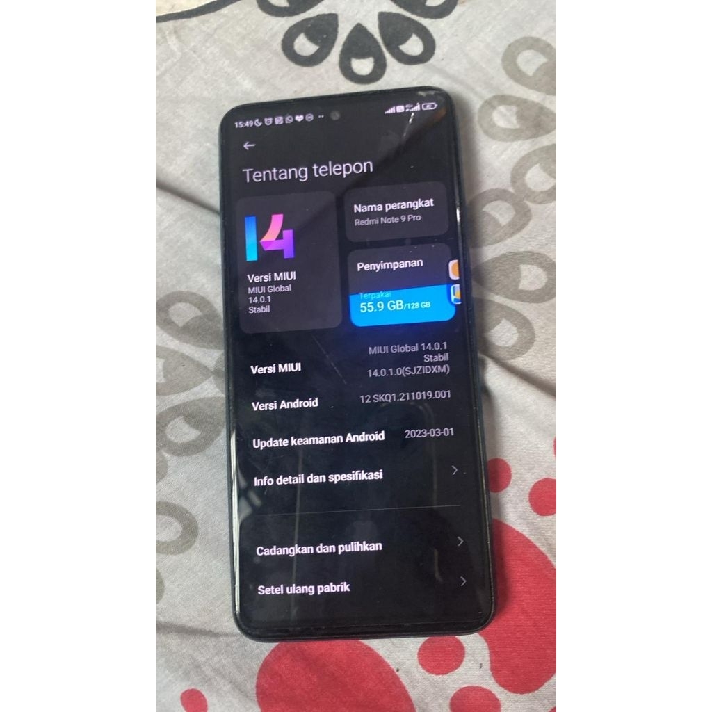 redmi note 9 pro second 8/128