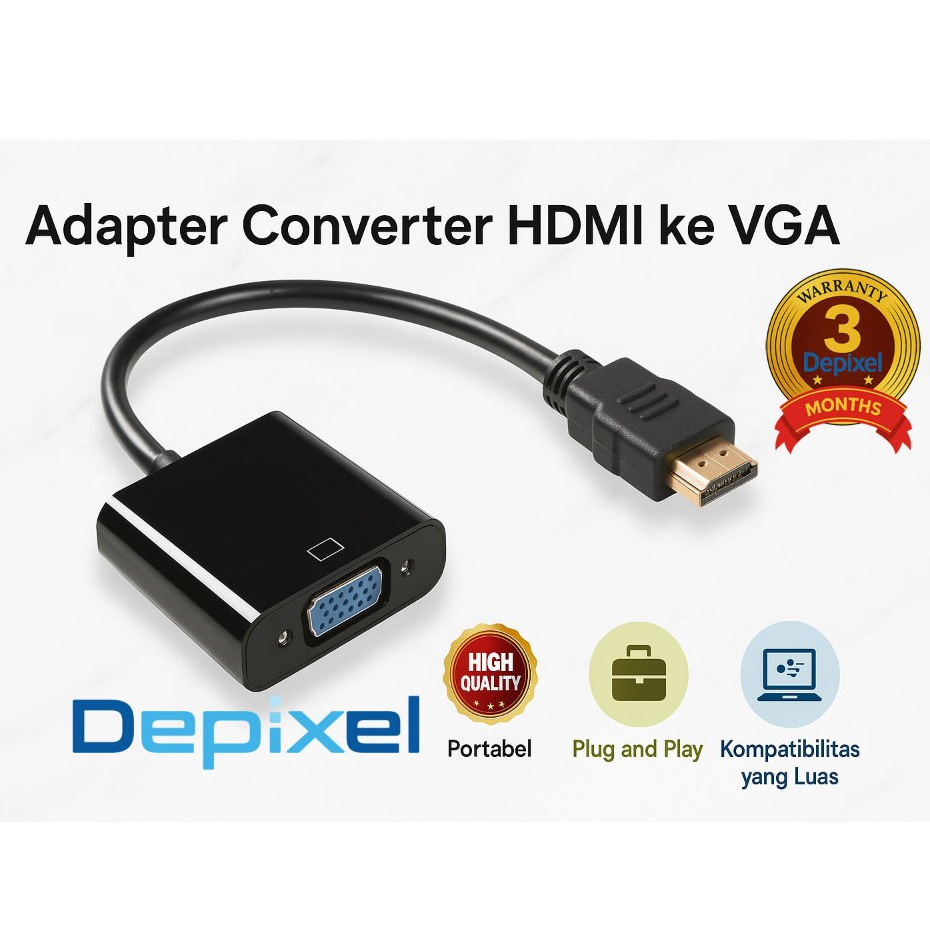 Converter HDMI ke VGA 1080p 4K LPComp - Panduan Penggunaan