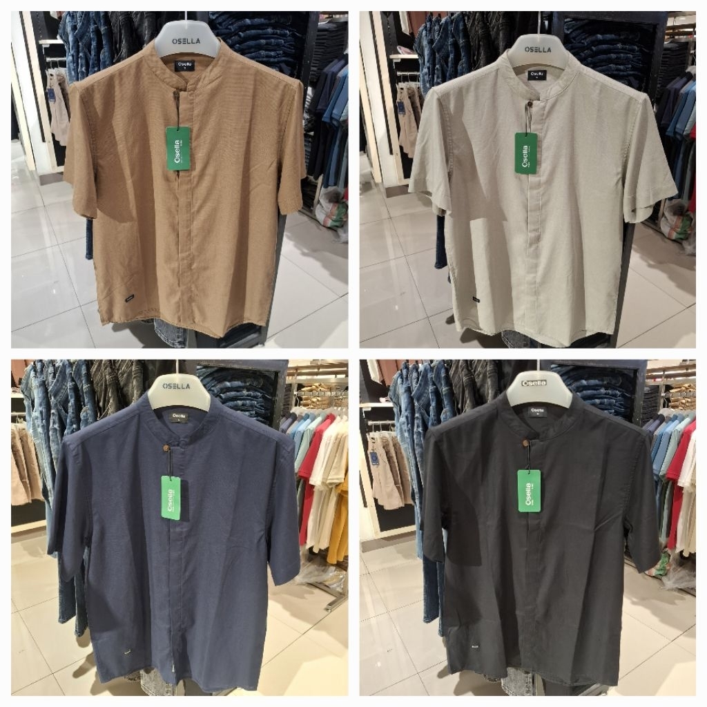 Osella Baju Kemeja Koko Pria Dewasa Lengan Pendek Polos Original New