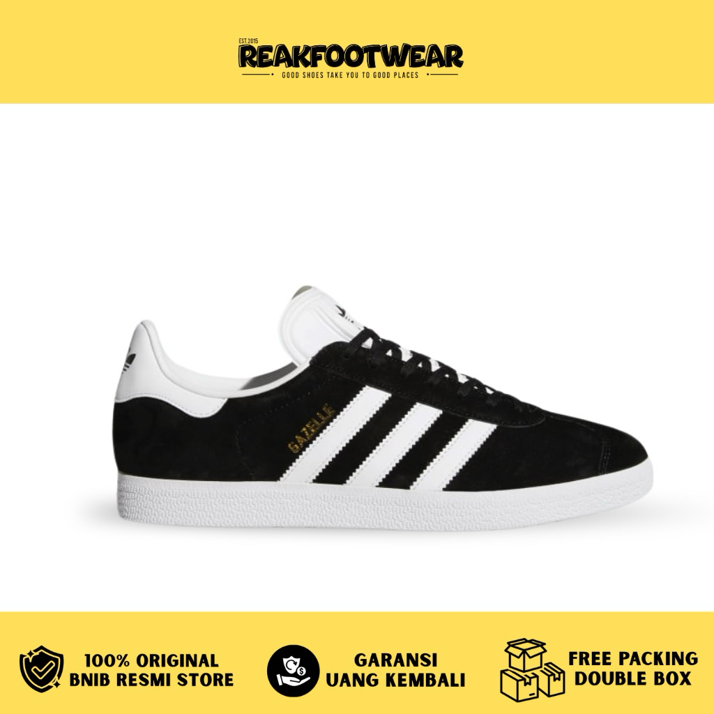 Adidas Gazelle Core Black Cloud White Gold 100% Authentic - BB5476