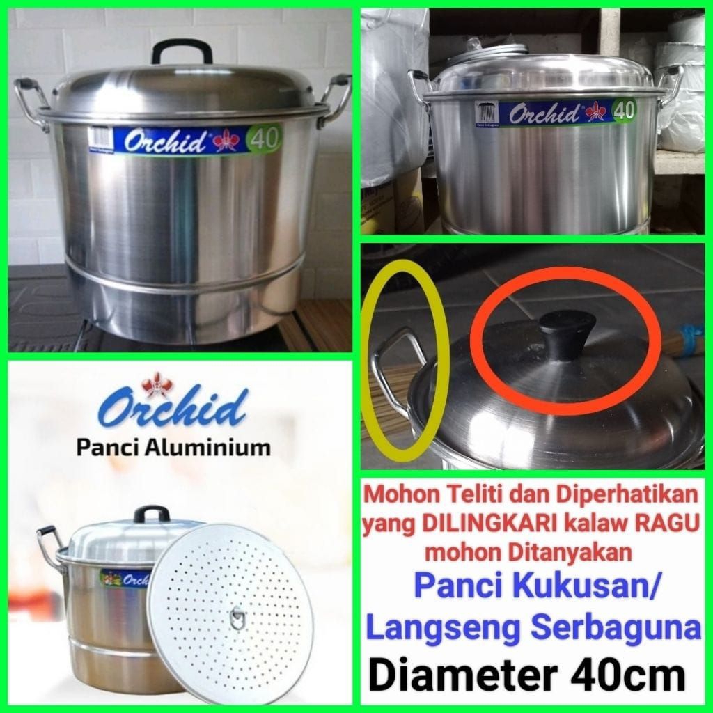 langseng nasi panci kukusan panci langseng panci sarangan serbaguna Diameter 40cm ORCHID