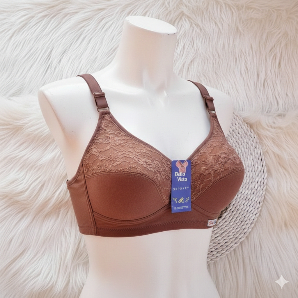 Bella Spot Bra Wanita Bahan Kaus Tanpa Kawat Tanpa Busa Model Setengah Burkat Kait 2