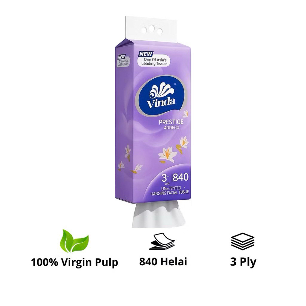 VINDA PRESTIGE|| VINDA HANGING FACIAL TISSUE 3PLY 840PLY