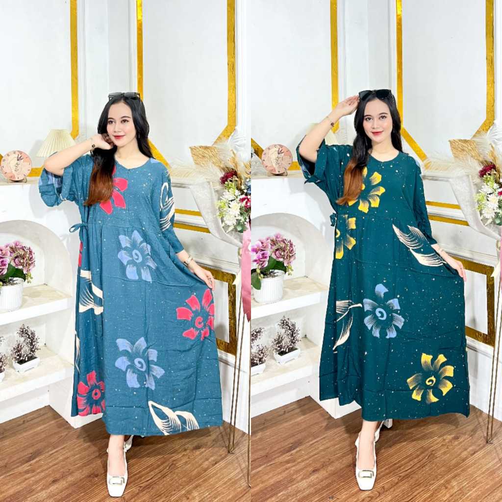 Daster Jumbo Busui Ld 140 Resleting Panjang Lengan Pendek Kekinian