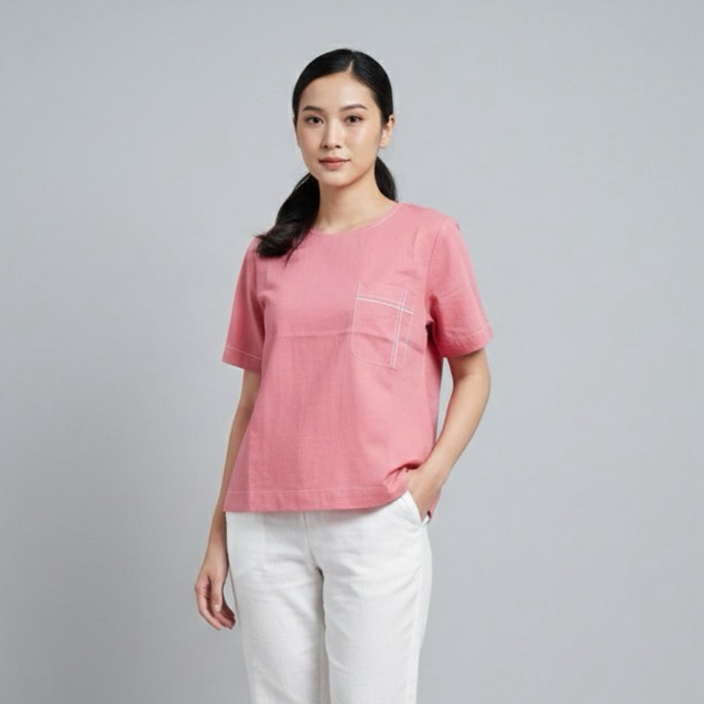 264645 | BLOUSE KATUN LINEN BORDIR NO STRETCH LENGAN PENDEK SALEM HITAM PUTIH KUNING