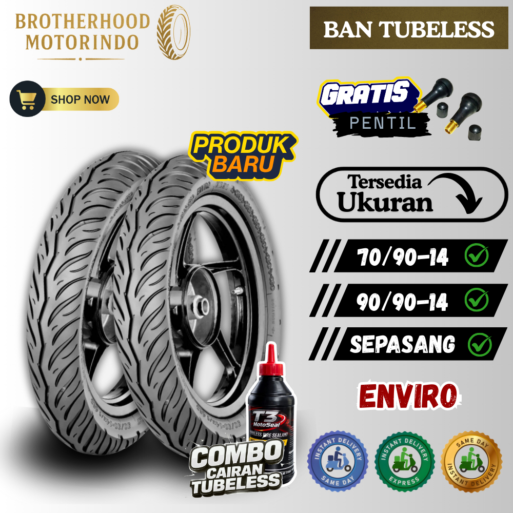 (PAKET SEPASANG) BAN IRC ENVIRO TUBELESS (70/90-14 / 90/90-14) BAN IRC / BAN RING 14 / BAN IRC RING 