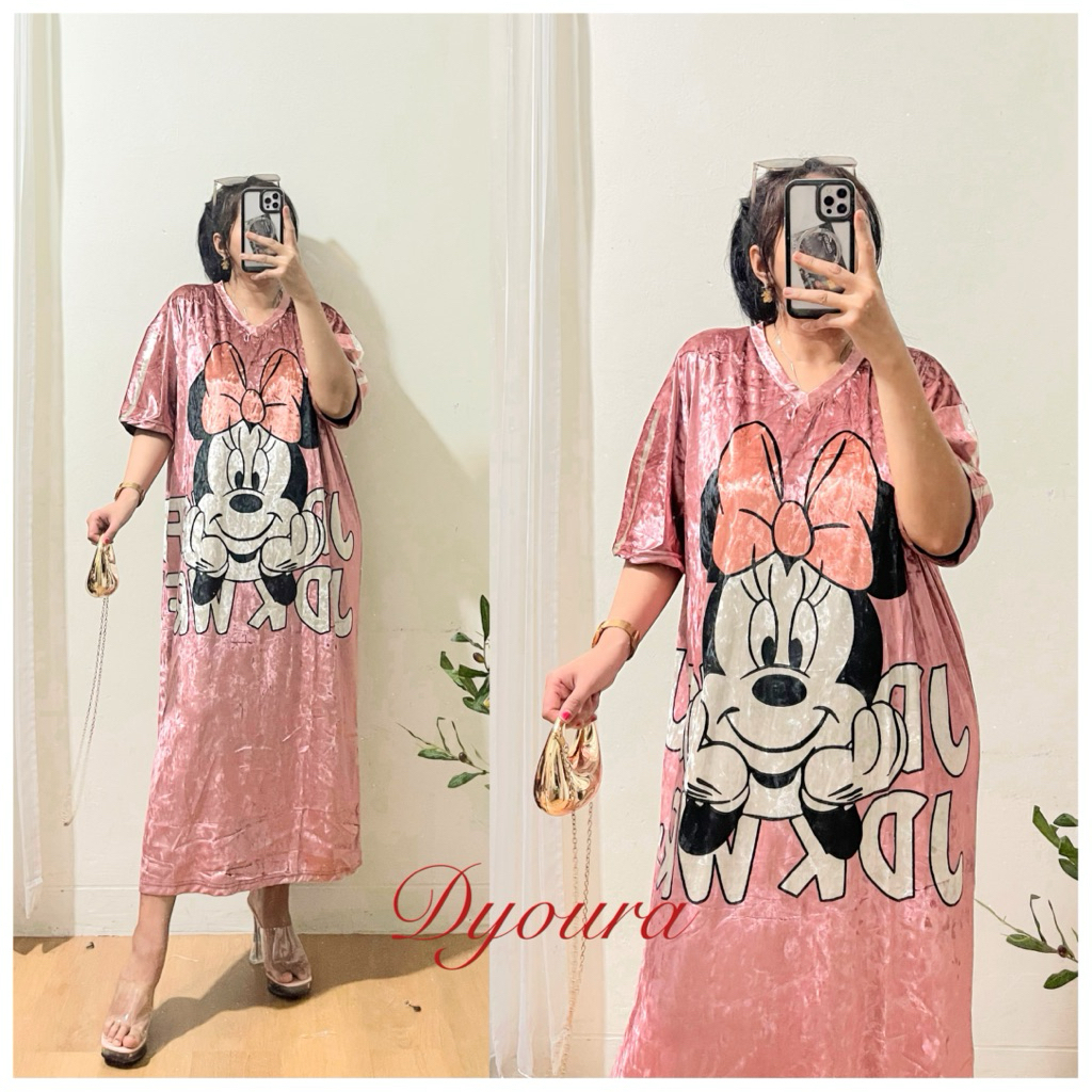 Dress bludru lengan pendek /dress wanita /dress bella