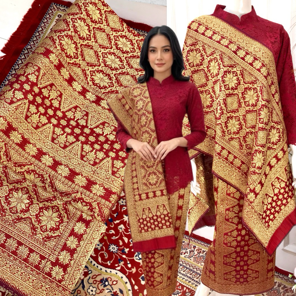 SONGKET LEPUS MANTAB MERAH GOLD TERBARU