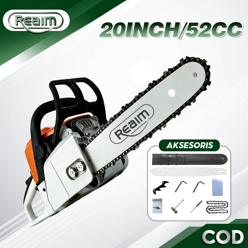 REAIM Mesin Potong Kayu 58CC Chainsaw 2Tak Sinso Senso Gergaji Mesin/Mesin Gergaji Kayu/Gergaji Poto