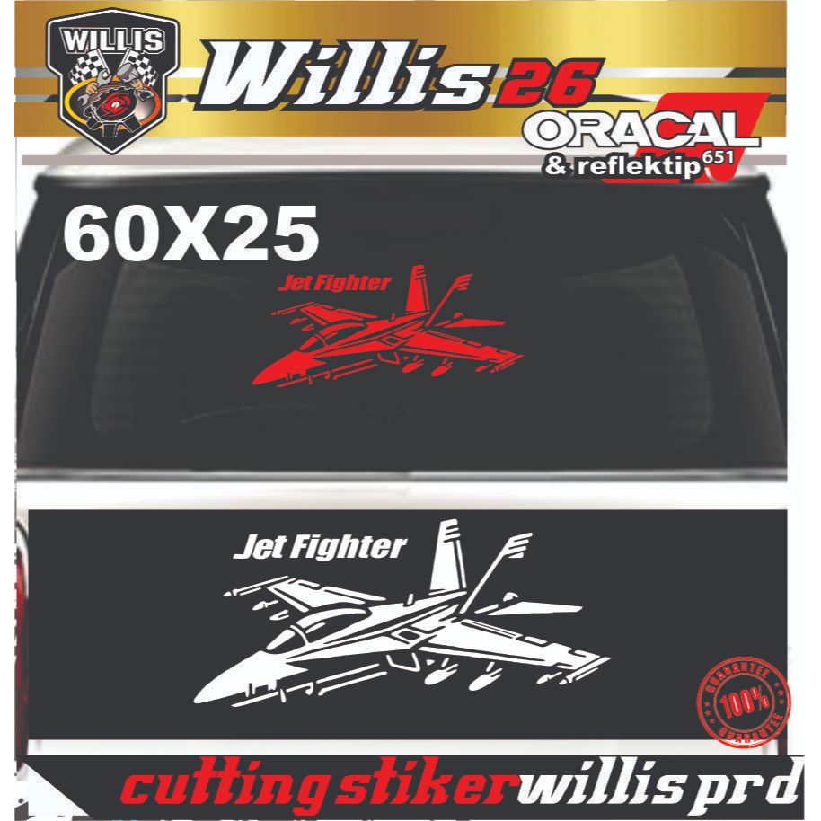 utting sticker pesawat Jet Fighter stiker kaca belakang mobil 50X20 CM