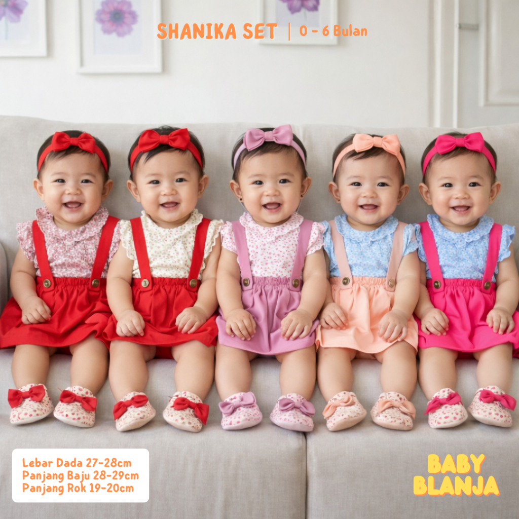 Baju Bayi Perempuan 0 6  Bulan Shanika Set