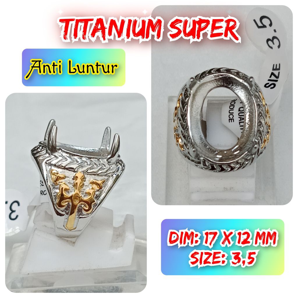 cincin emban batu akik batu permata anti Luntur super titanium.19