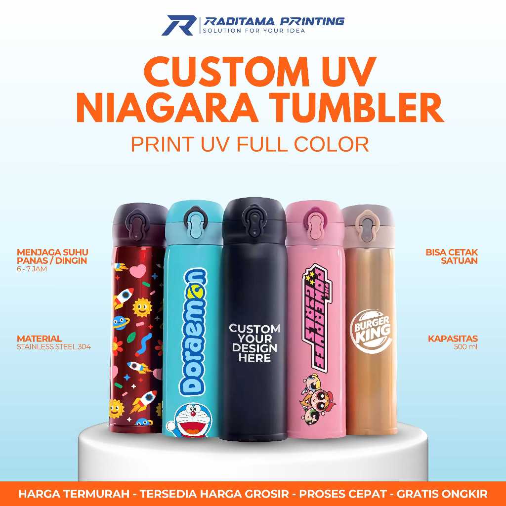 CUSTOM TUMBLER NIAGARA PRINTING UV TUMBLER NIAGARA FULL WARNA