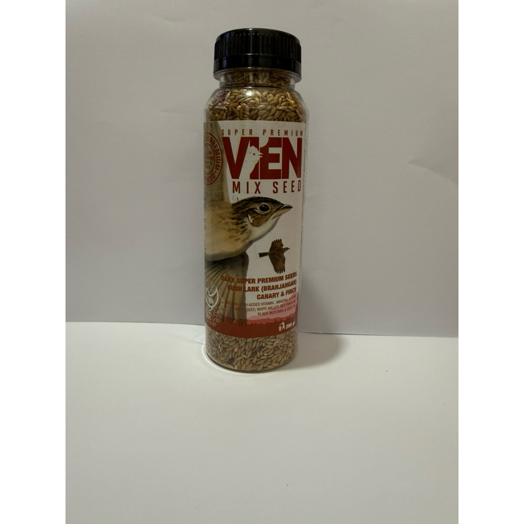 Vien mix seed super premium botol merah pakan burung branjangan kenari finch lomba