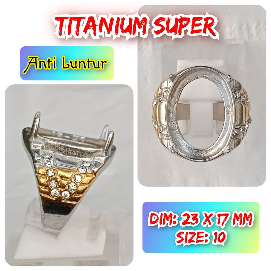 cincin emban batu akik batu permata anti Luntur super titanium.25