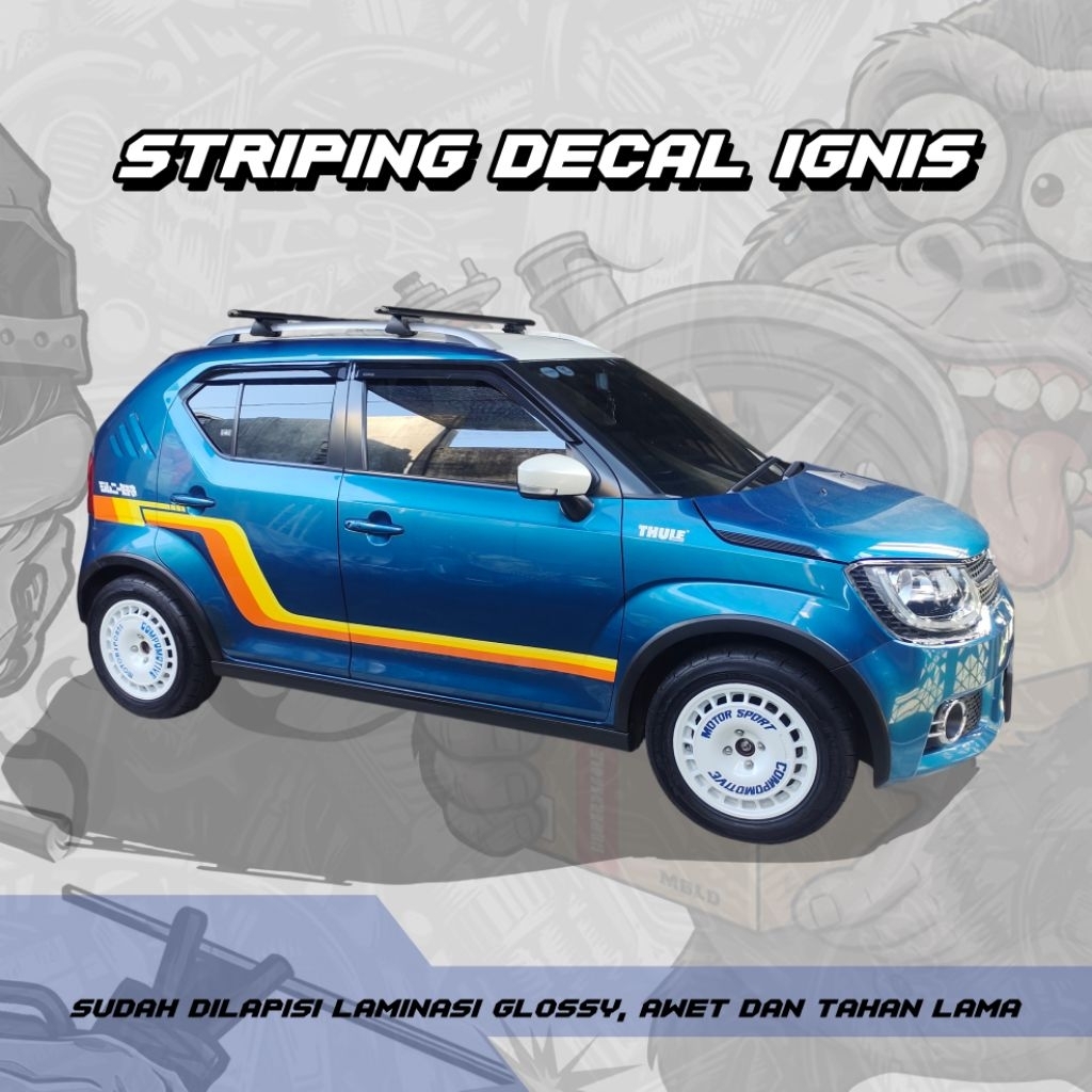 STRIPING STICKER DECAL SUZUKI IGNIS MODEL KLASIK KALCER