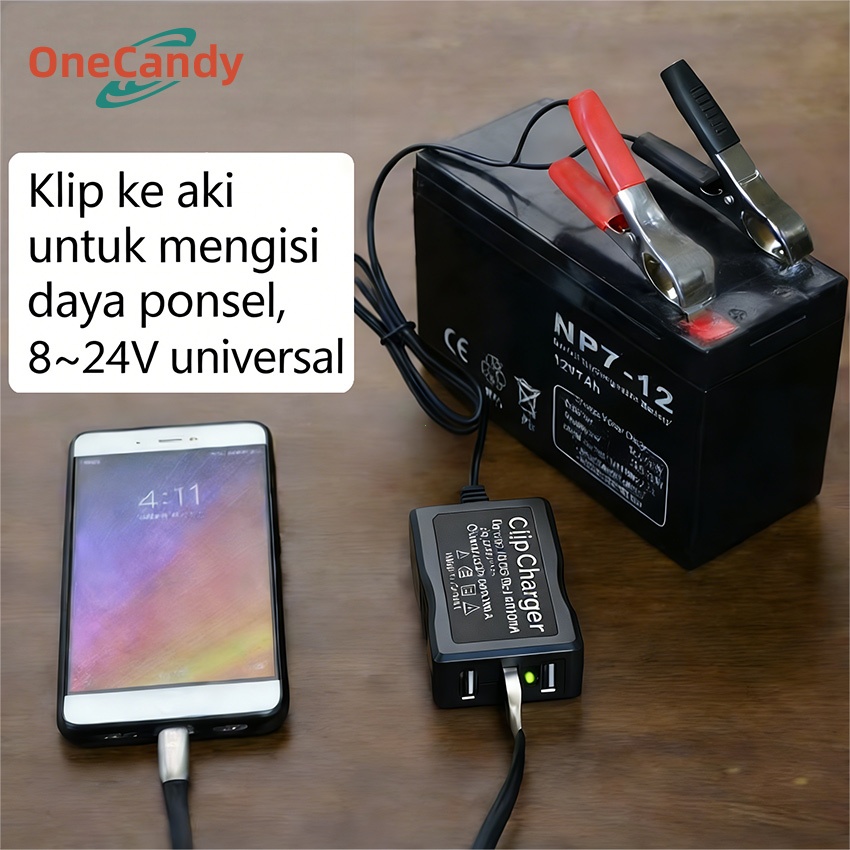 Charger DC HP Ke Aki Motor Charger Cas Aki Motor HP USB 3 Port Universal Charger Aki Accu Motor Dan 