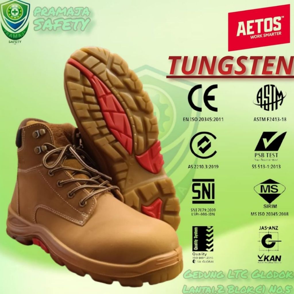 Sepatu Safety AETOS Tungsten Wheat/Safety Shoes Aetos Original 100% Asli Termurah