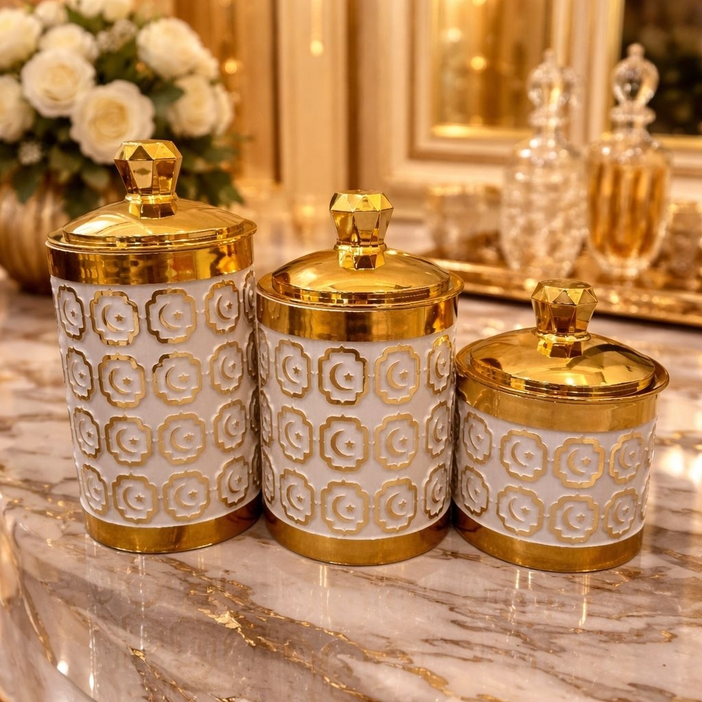 Toples Sultan Set isi 3 Toples Kue Kering Lebaran Mewah Elegan Cantik
