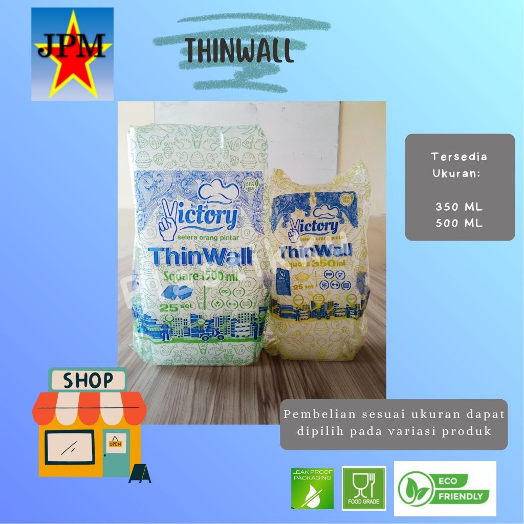 Thinwall Square Ukuran 350 500 ML Merk Victory / Thinwall Persegi / Thinwall Kotak / Mika Segi / Mik
