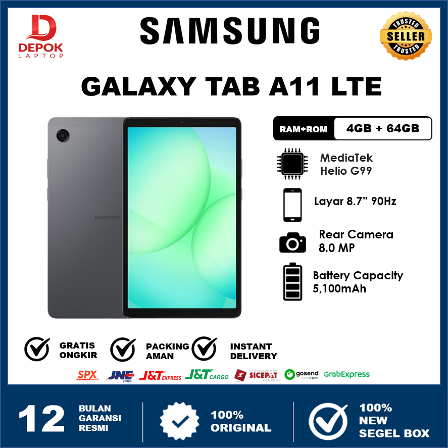 [ READY INSTANT ] Samsung Galaxy TAB A11 LTE 4/64GB | 90Hz | Helio G99 | Batery 5100mAh
