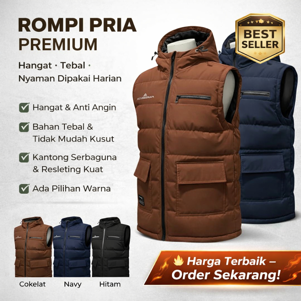KICKSOOGAR Rompi Distro Bahan Import COD vest motor tebal anti angin