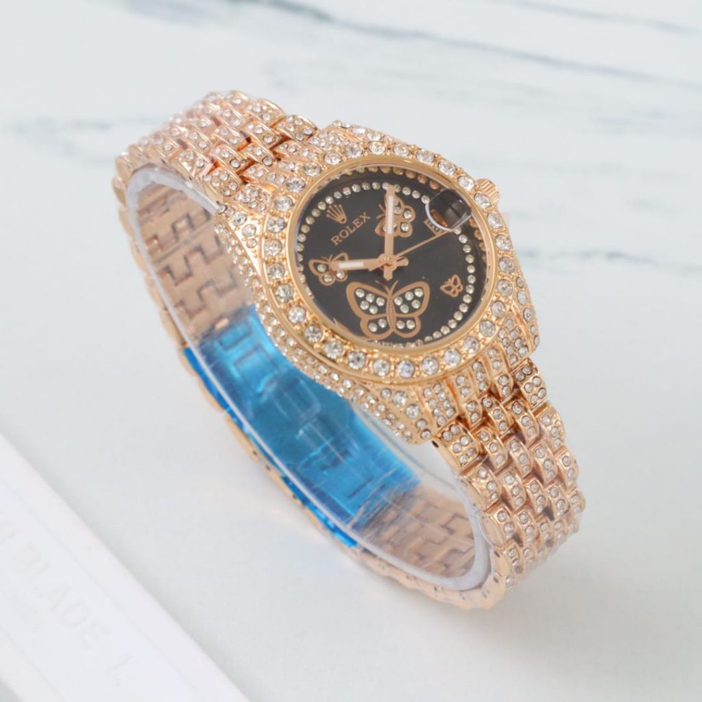 Rolex Datejust Rose Gold Crystal Edition – Black Butterfly Dial Luxury Watch