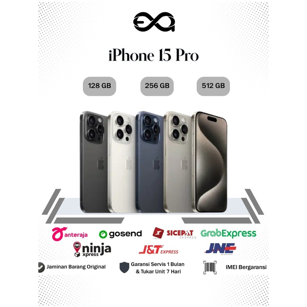 iPhone 15 Pro & 15 Pro Max 128GB 256GB 512GB 1TB Second Eks iBox Mulus Like New - BH 95%+ Fullset Or