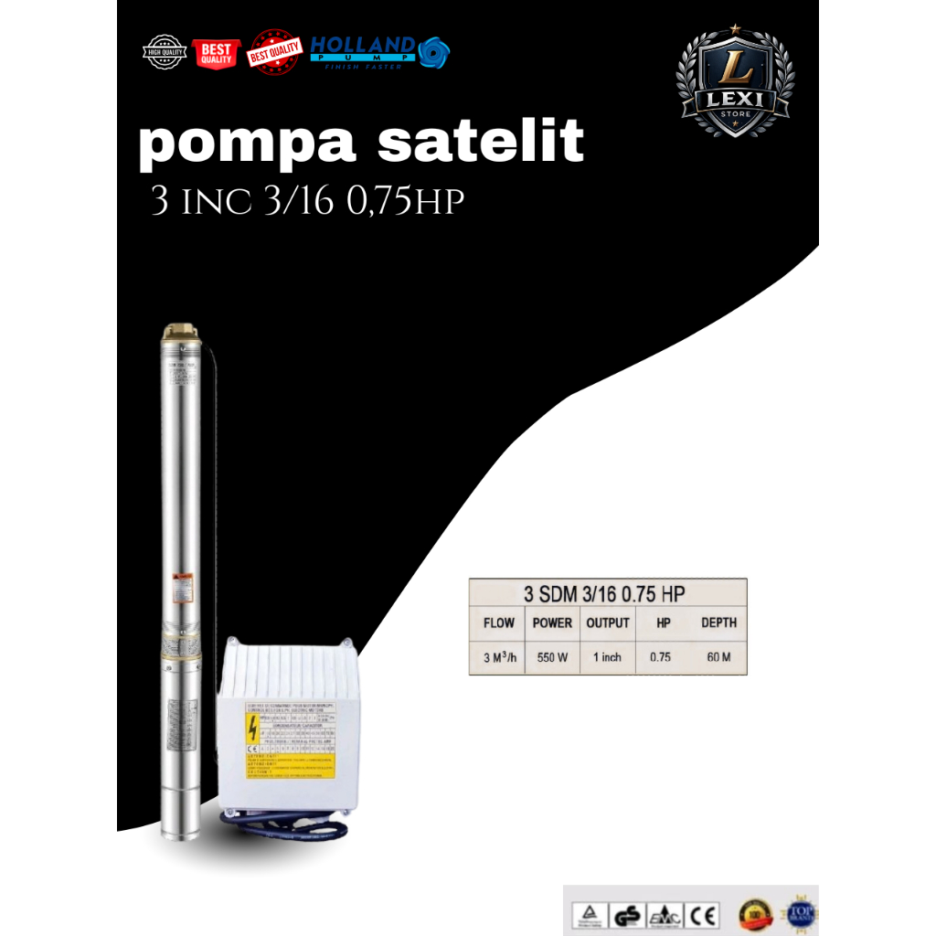 Pompa Air Celup Submersible Pump/ pompa sibel Holland 3 inch 3/4PK atau 0.75HP
