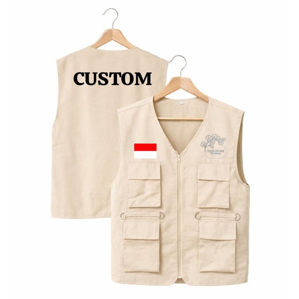 Rompi Dewasa Custom Bordir KPU KKN Sekolah / Vest Cargo Tactical Banyak Saku Custom Bordir