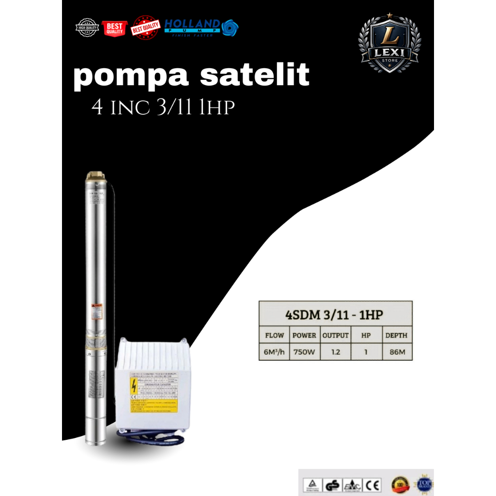 Pompa Air Celup Submersible/ pompa sibel Holland Pump Casing 4inch 3/11 1HP Non Kabel