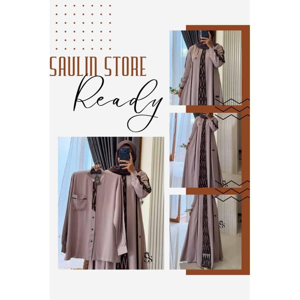 SAULIN STORE SET COUPLE GAMIS KOKO TWILL PALE OYSTER ETNIK