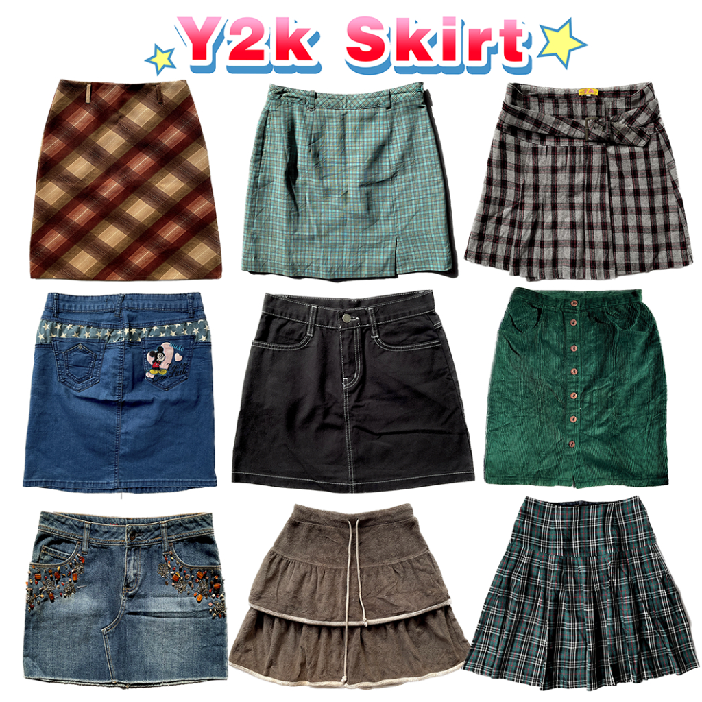 Skirt Y2K Coquette Dollete Lolita Himekaji Gyaru Grunge Rok Denim Vintage