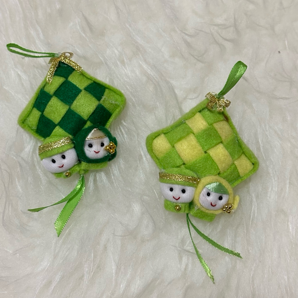 aplikasi flanel ketupat boneka lebaran, gantungan lebaran