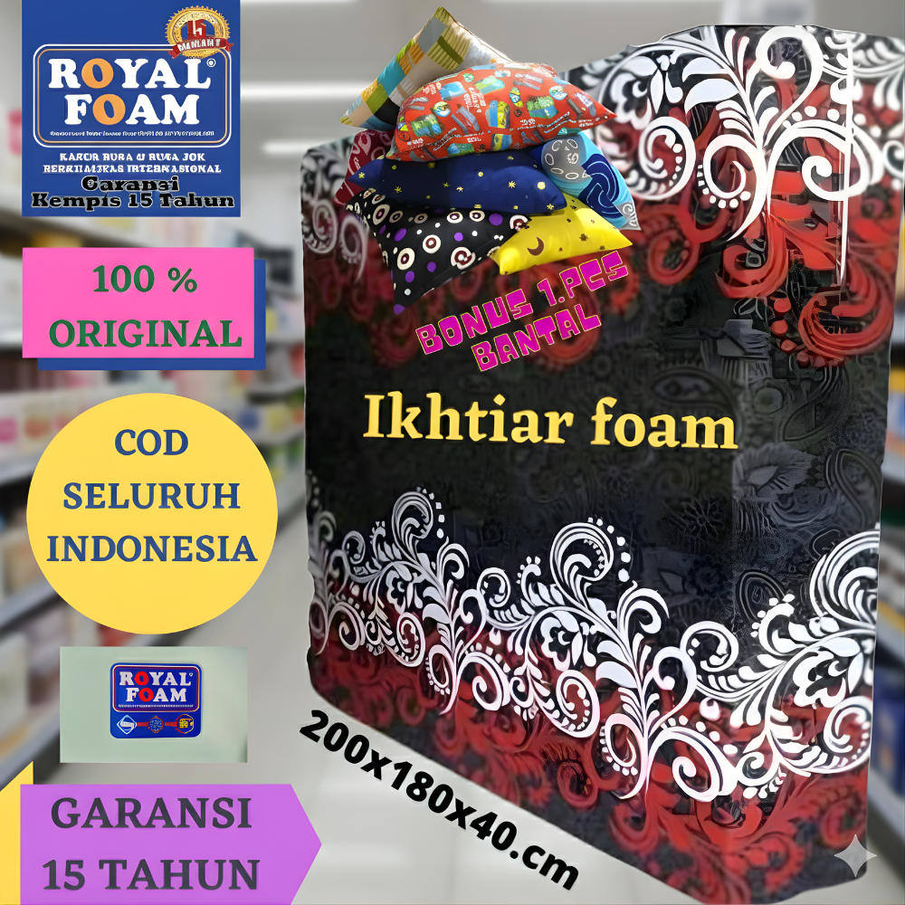 Royal Kasur Busa no 1 tebal 40 cm Royal Foam RK D23 Ukuran 200x180x40 Cm Garansi 15tahun Anti Kempes