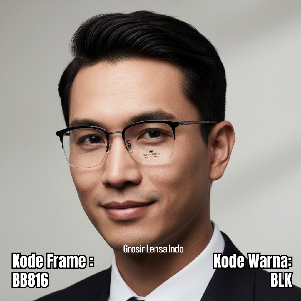 Frame Kacamata Original Braun Buffel Size 52 Half Frame Pria / Wanita