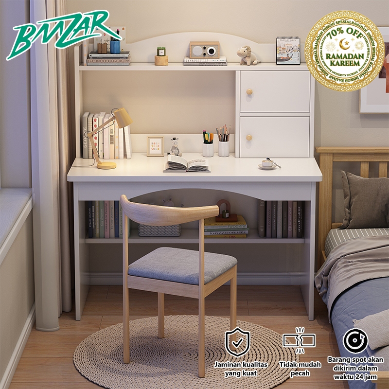 BMZAR Meja Belajar Lesehan Meja Komputer Meja Kerja Minimalis Meja Kamar Aesthetic Meja Kantor kayu 