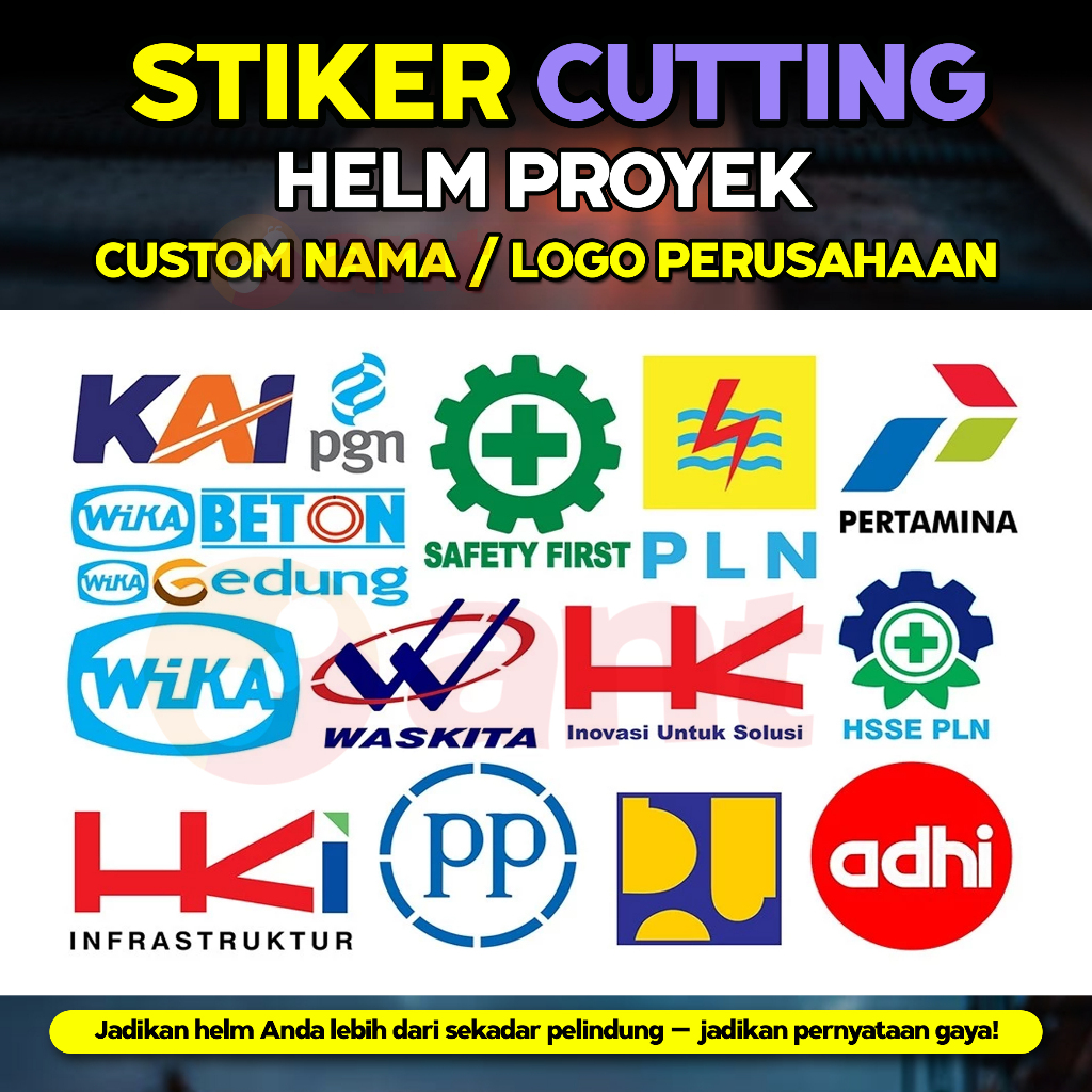 Cutting Sticker Helm Safety Proyek Logo K3 Safety First Reflektif