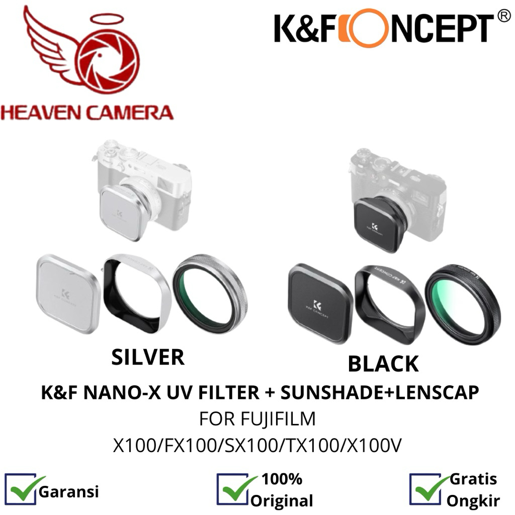 K&F Concept UV Filter Lens Hood and Lens Caps for Fujifilm X100, X100F, X100S, X100T, X100V, X100VI