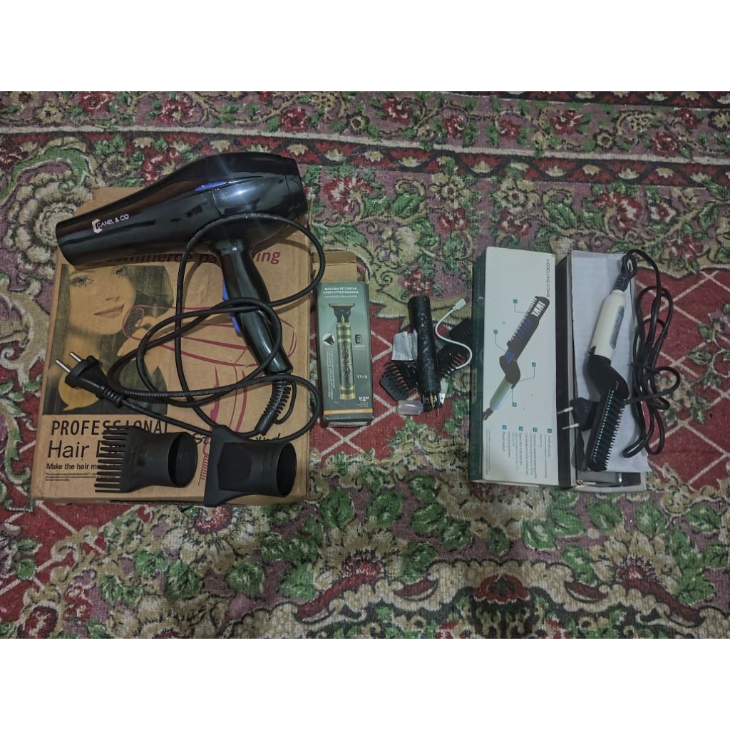 hair dryer CANEL & CO catok pelurus rambut elektrik merek Inna bonus alat cukur minus 