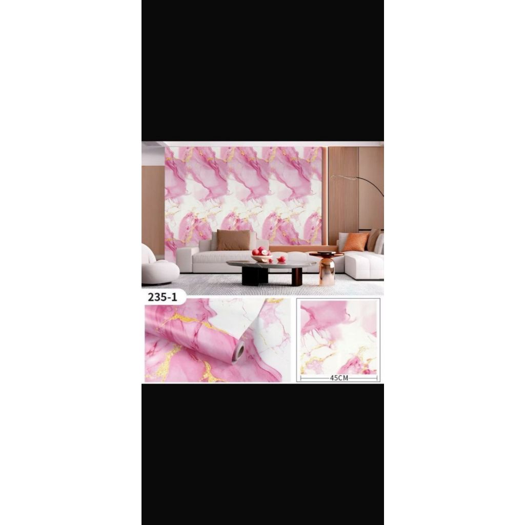 WALLPAPER DINDING Stiker Dinding Motif Kombinasi Marmer Salur Kayu WPC 194