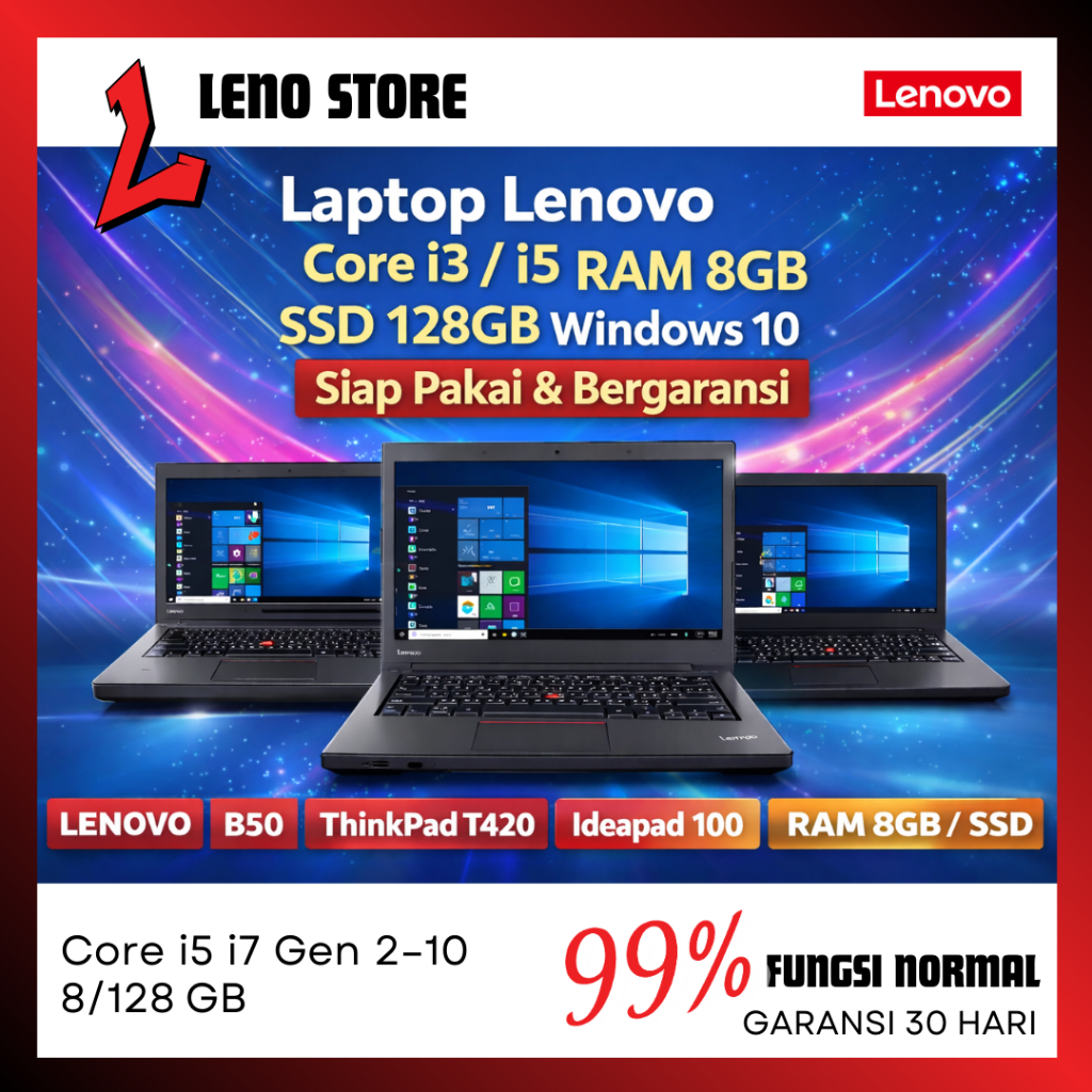 Harga Laptop 1 Jutaan Second / Seken | Core i3 i5 i7 RAM 8GB SSD 128GB Windows 10 | Laptop Kerja Ber